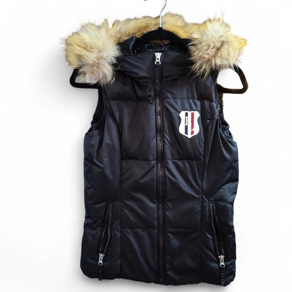 Kingsland Equestrian Collection Black Puffer Vest (Gilet) with Faux Fur-Trimmed - Picture 2 of 11